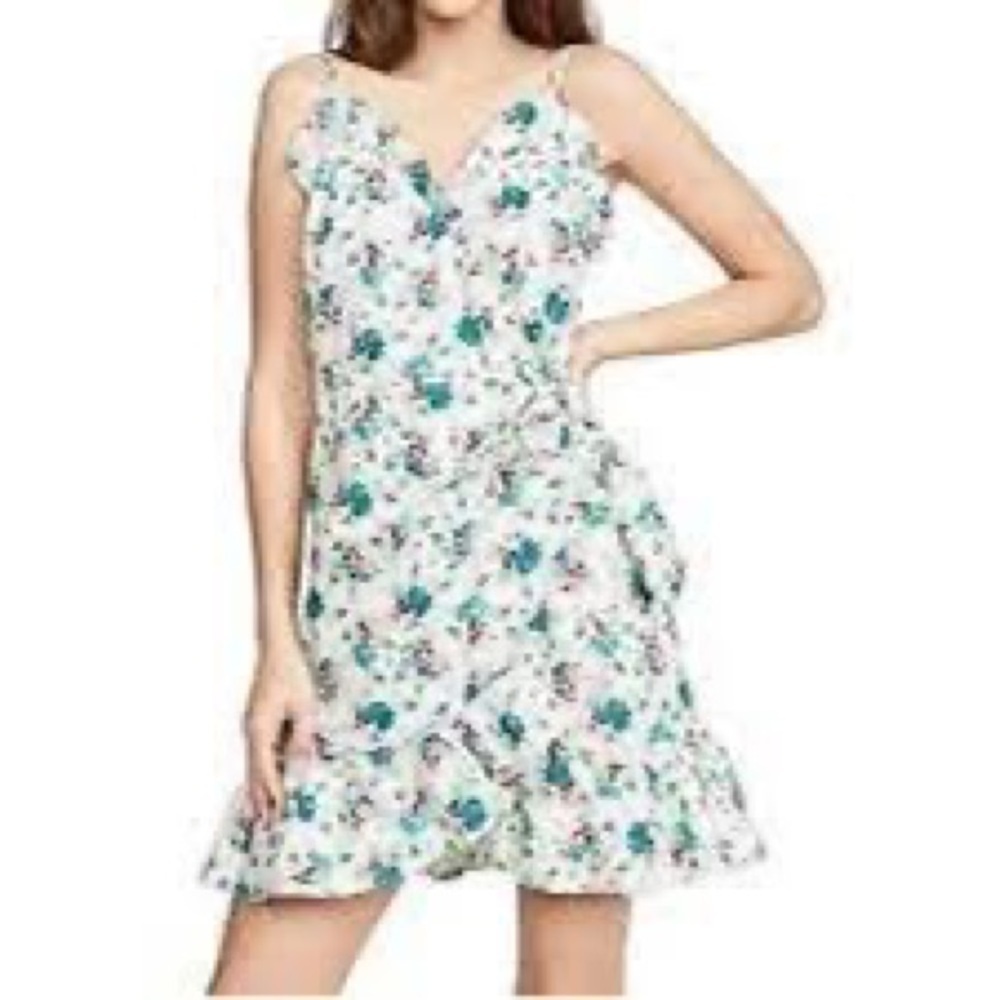 Rebecca Taylor Carnation Print Faux wrap Sundress